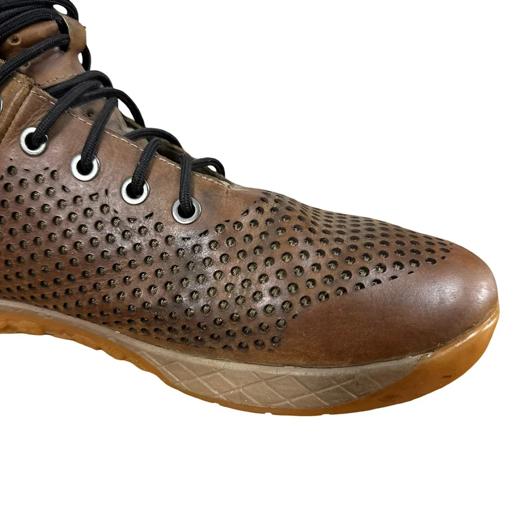 Nobull High Top Leather Brown Trainers Sneakers Boots Casual Shoes Perforated 11
